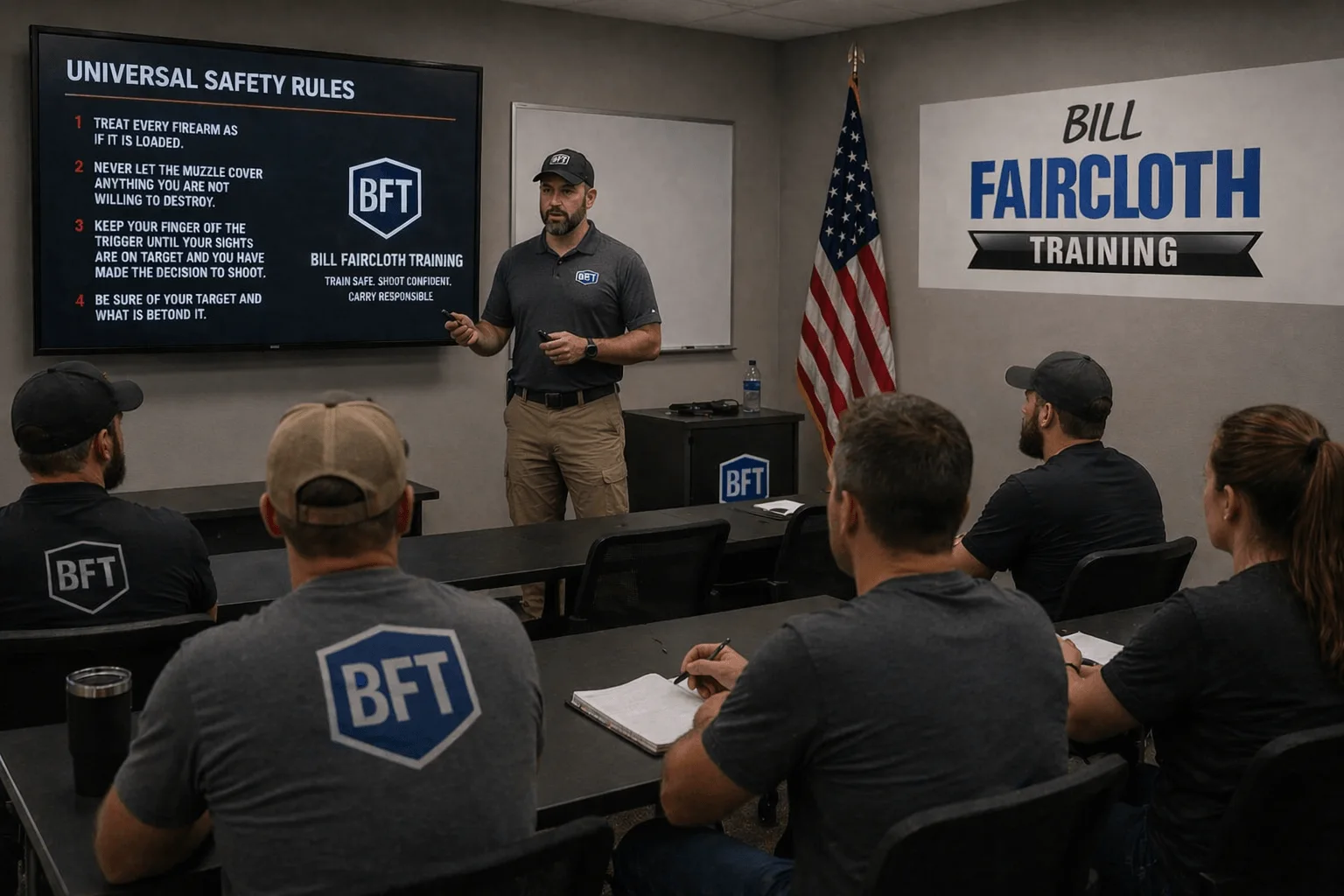 Classroom session during the NRA Basics of Pistol Shooting course